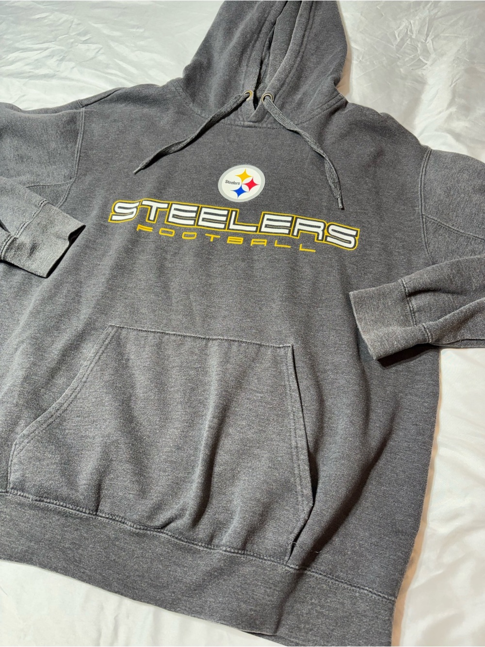 Pittsburgh Steelers Hoodie Mens Large L Heather Gray NFL Apparel Sweatshirt